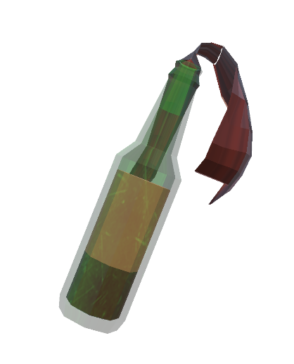 Literally a low poly bottle with a red wick and fillings separated into 2 blocks